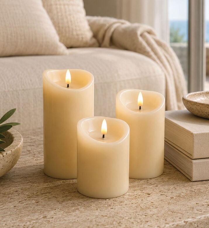 Home Deco and More Led 3-piece Candle Set, Ivory, Packshot View