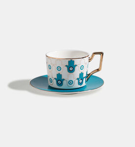 Home Deco and More Eye Coffee Cup W Tray Blue Eye, Packshot View