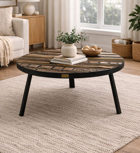 Home Deco and More Fortuna Carved Wood Top Side Table, Packshot View