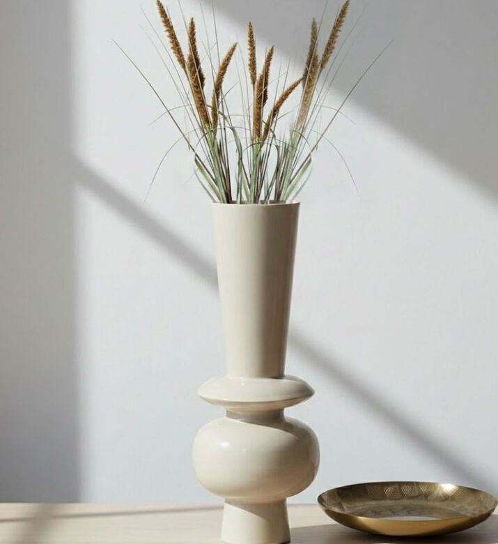 Kersten Iron Layered Circles Vase, Ivory, 65-cm, Packshot View