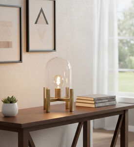 Home Deco and More Cloche Brass Glass Table Lamp, Packshot View