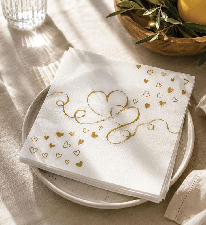 Home Deco and More Heart Design Paper Napkins Set, Packshot View