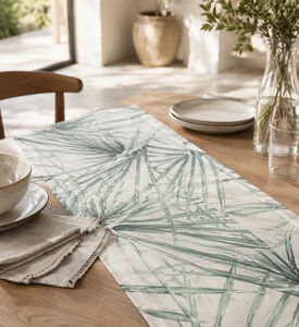 Home Deco and More Green Leaves Printed Table Cover, Packshot View