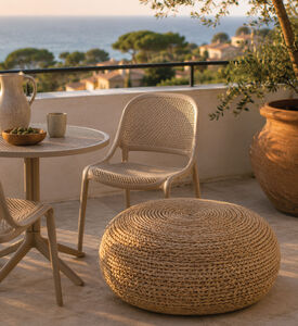 Home Deco and More Round Woven Natural Pouf, Packshot View