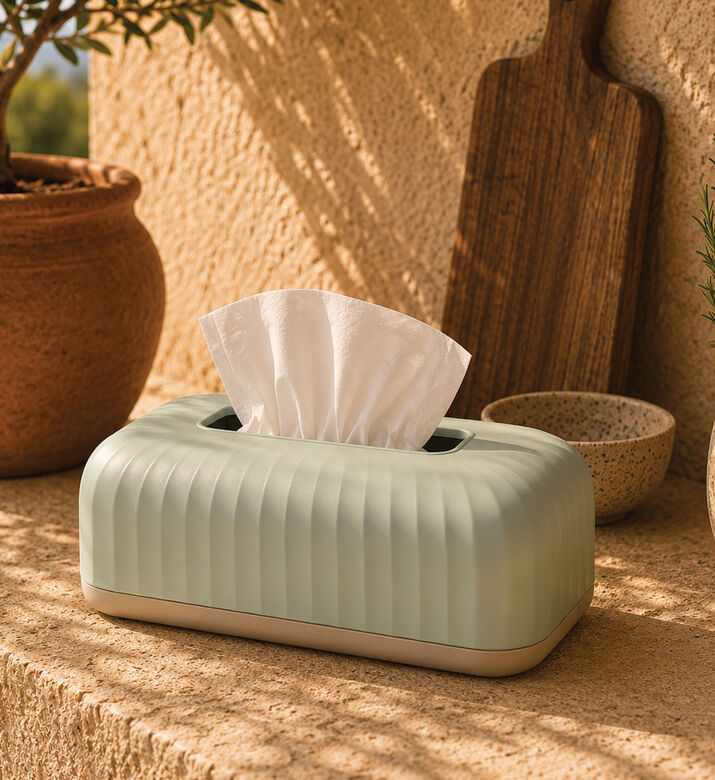 Home Deco and More Ribbed Design Tissue Box, Packshot View