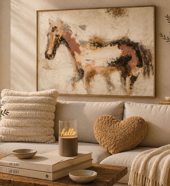Jolipa Horse Abs Wood Rectangular Painting, Brown, Packshot View