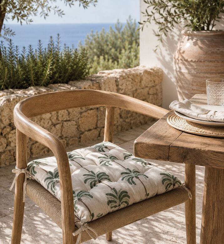 Home Deco and More Palm-print Seat Large Cushion, Packshot View