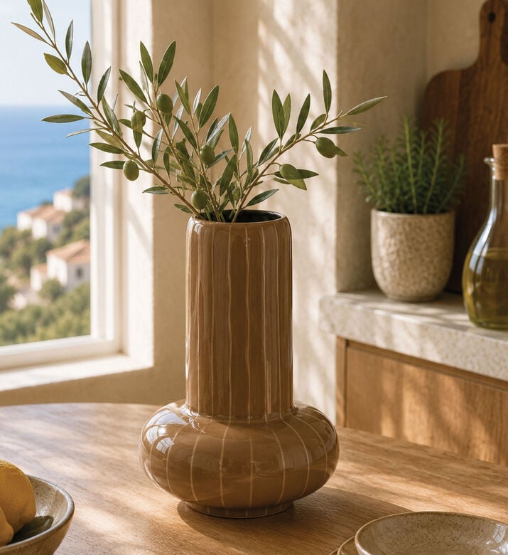 Light and Living Asano Mushroom-shape Ribbed Vase, Packshot View