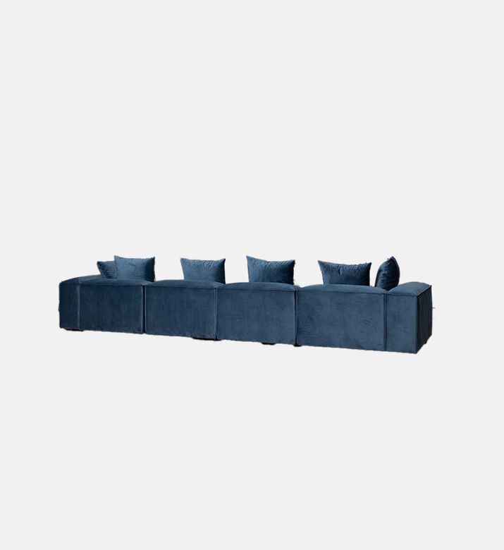 Home Deco and More Fillmore Velvet Corner Sofa, Blue, Packshot View