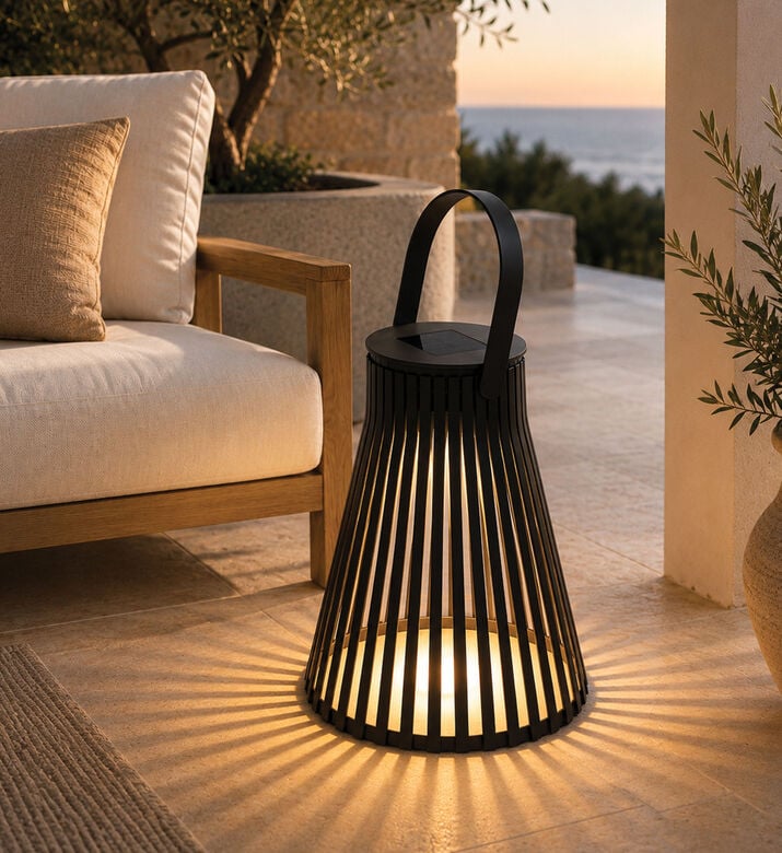 Home Deco and More Solar Led Lantern, Black, 18-cm, Packshot View