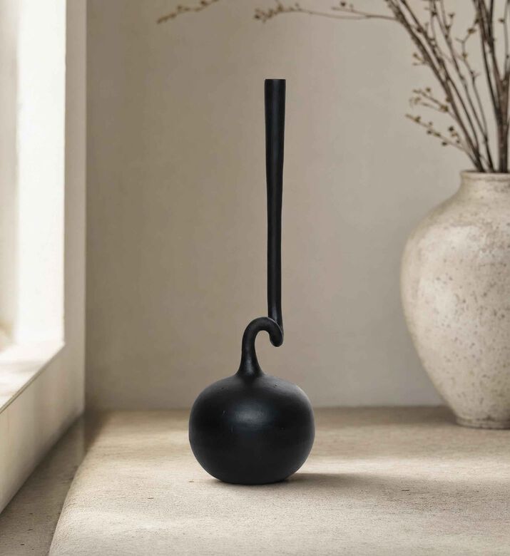 Home Deco and More Abstract Long Neck Small Vase, Black, S, Model View