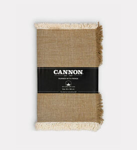 Cannon Cotton Linen Blend Table Runner, Light-beige, 33x180-cm, Packshot View