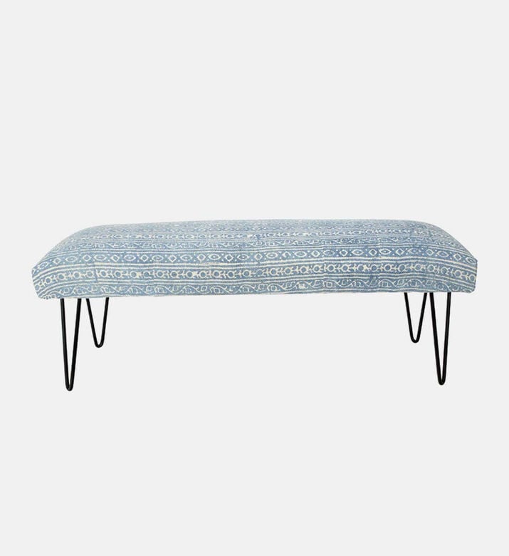 Home Deco and More Cotton Iron Legs Durry Print Bench, Packshot View Home Deco and More Cotton Iron Legs Durry Print Bench, Packshot View