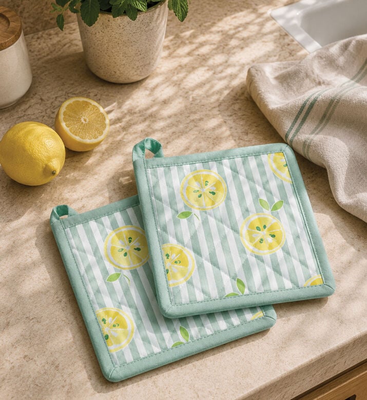 Home Deco and More Lemon-print Pot Holder, Packshot View
