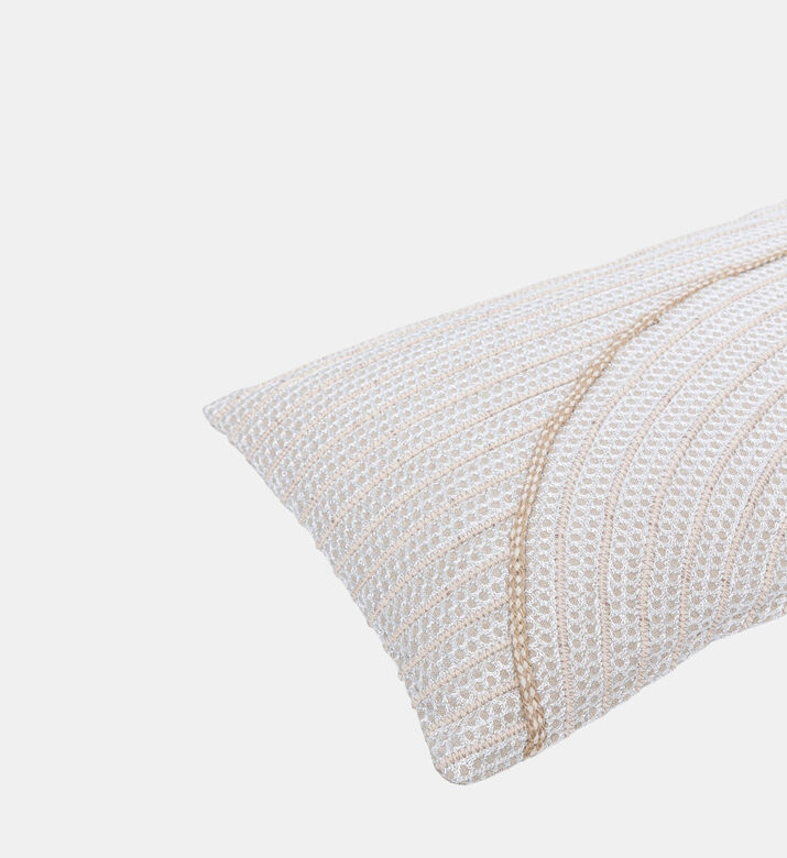 Home Deco and More Mirva Cotton Rectangular Filled And Vaccumed Cushion, White, Packshot View