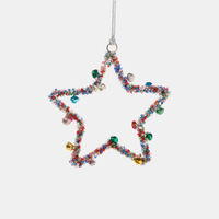 Iron Glass Beaded Hanging Star Iron Glass Oranment