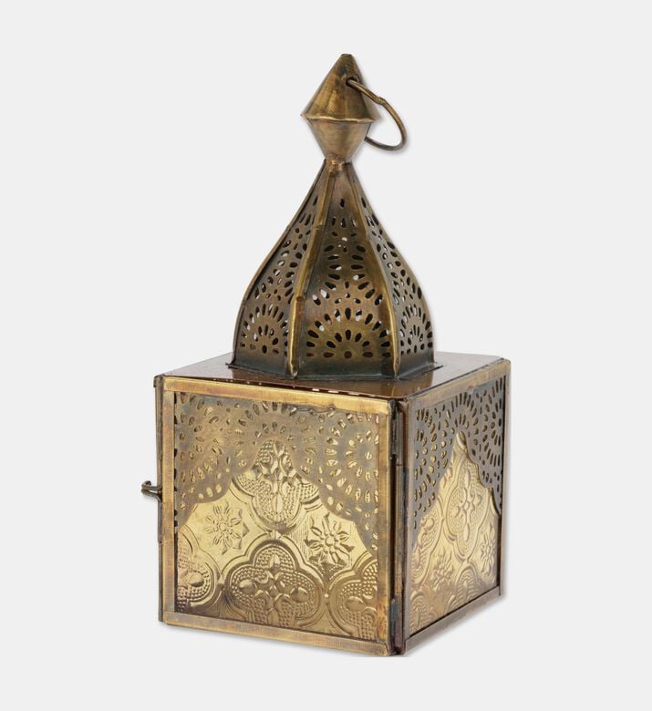 Home Deco and More Glass Square-shape Lantern, Yellow, Packshot View