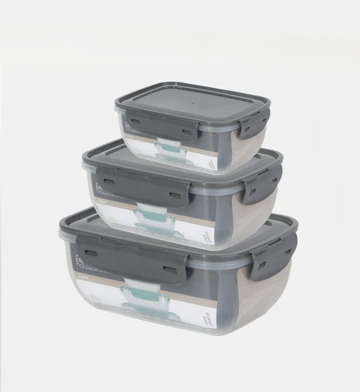 Plastic Lid 3-piece Storage Box Set