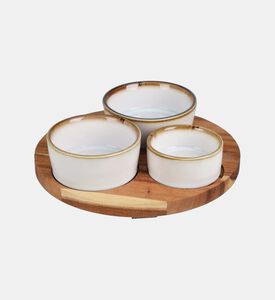 Excellent Houseware Acacia Wood Round Tray 3-piece Bowls Set, Packshot View
