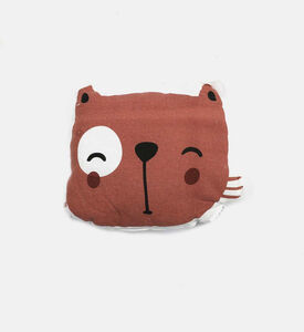 Home and Styling Children Kitty-shape Cushion, Brown, Packshot View