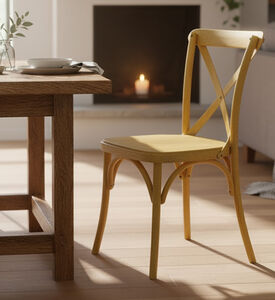 Home Deco and More Vinta Aluminum Cross Back Chair, Yellow, 50x45x86-cm, Packshot View