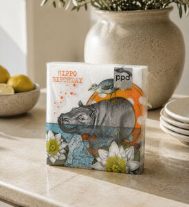 PPD Hippo Birthday Square Napkins, Packshot View