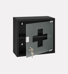 Bathroom Solutions Clear Medicine Storage Box, Black, Packshot View