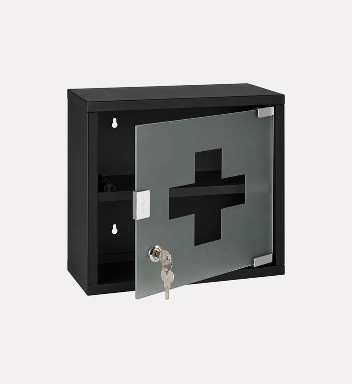 Bathroom Solutions Clear Medicine Storage Box, Black, Packshot View
