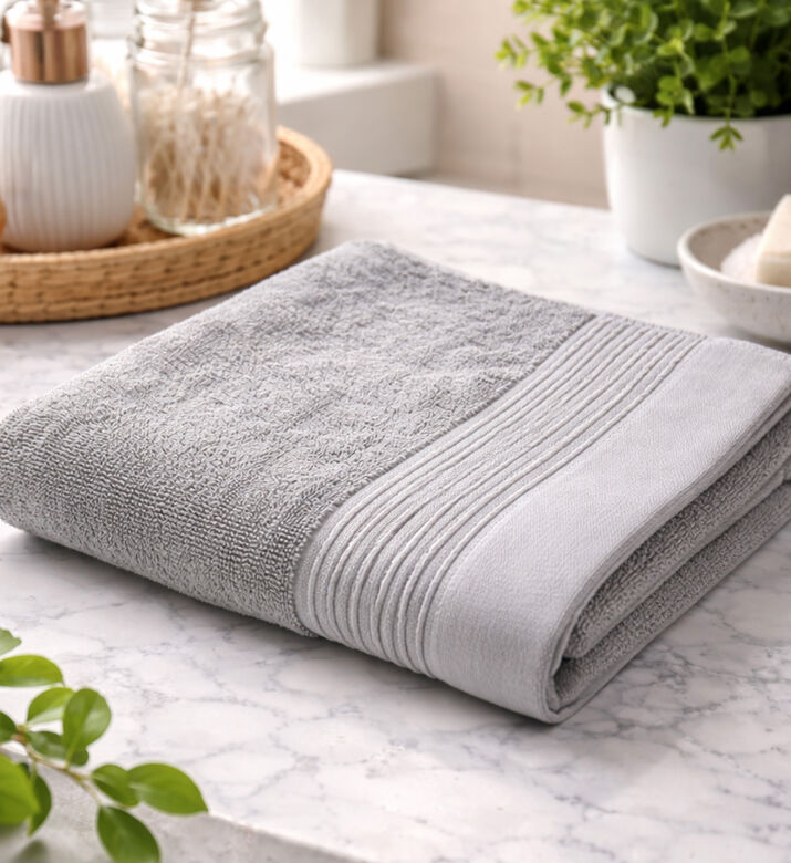 Home Deco and More Base Cotton Terry Towel, Grey, 100x150-cm, Packshot View