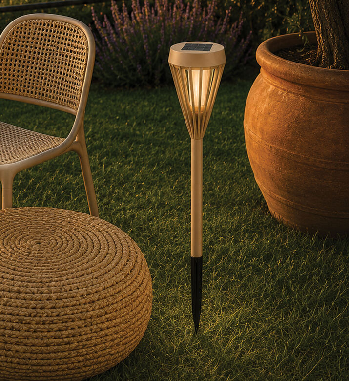 Home Deco and More Solar Led Path Torch Stake, White, Packshot View