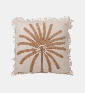 H and S Collection Cotton Tufted Flower Cushion, Brown, Packshot View