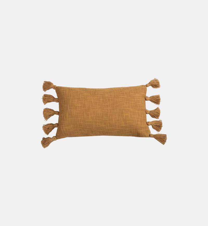 Slub Rectangle Pom Pom Cushion