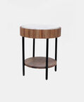 Acacia Wood Ribbed Side Table