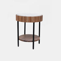 Acacia Wood Ribbed Side Table