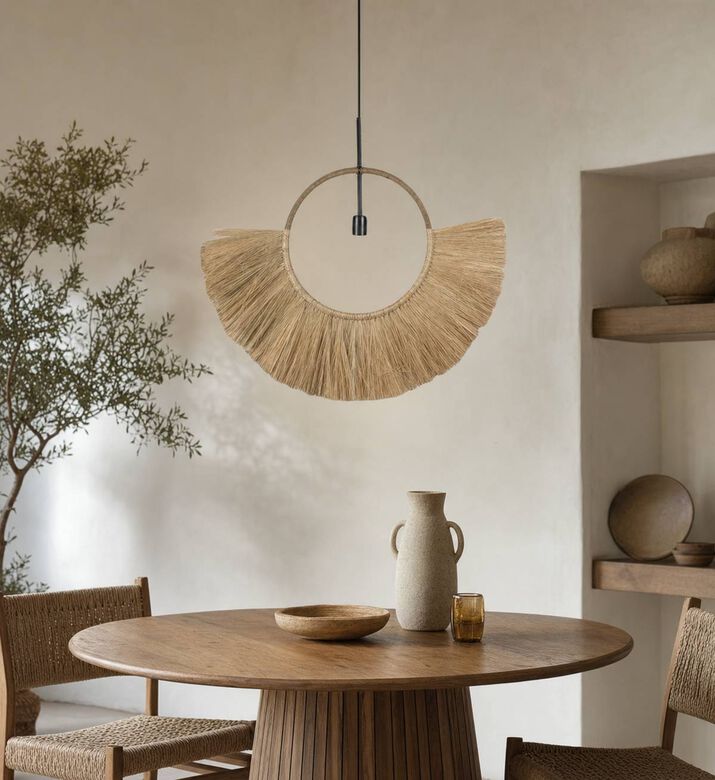 Home Deco and More Foonse Fan-shaped Lamp Pendant, Black, 5x83x80-cm, Model View