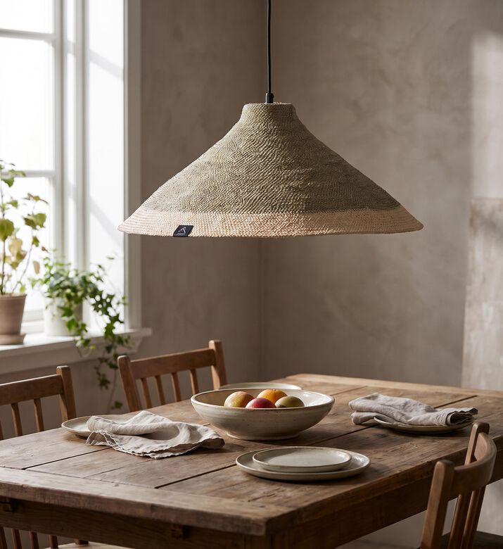 Home Deco and More Brisky Seagrass Pendant Lamp, Grey, Packshot View
