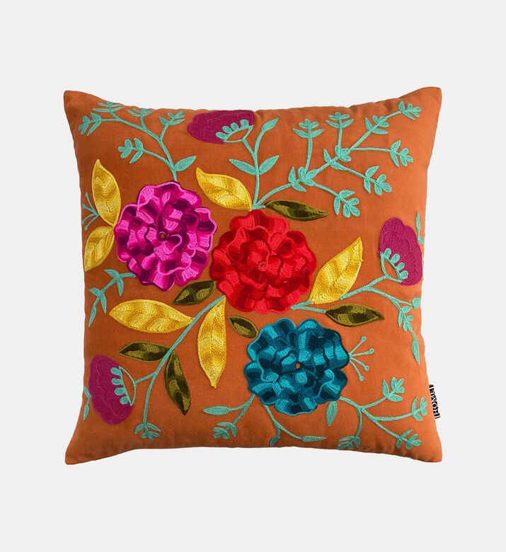 Lurex Floral Embroidered Cushion