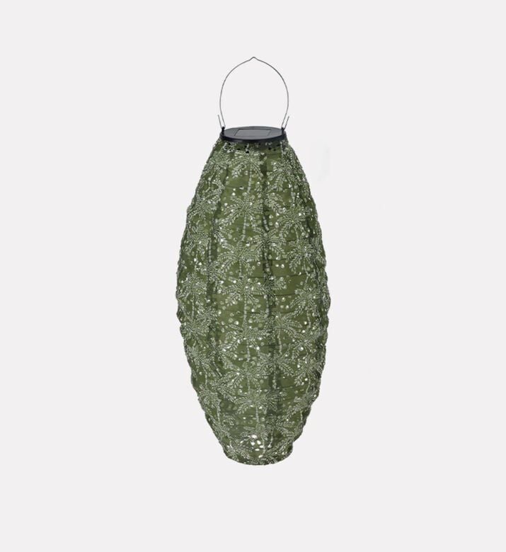 Home Deco and More Solar Oval Lantern, Green, Packshot View