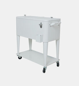 Home Deco and More Shani Iron Quart Rolling Cooler, White, Packshot View