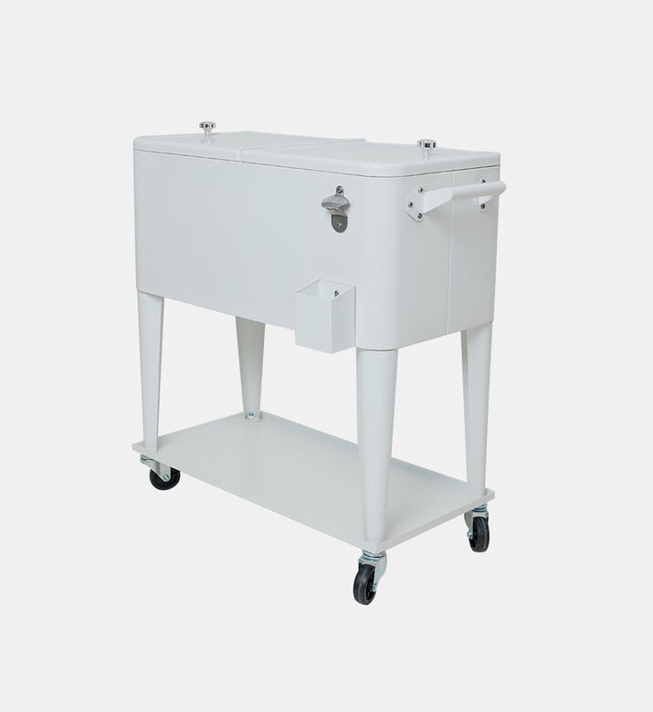 Home Deco and More Shani Iron Quart Rolling Cooler, White, Packshot View