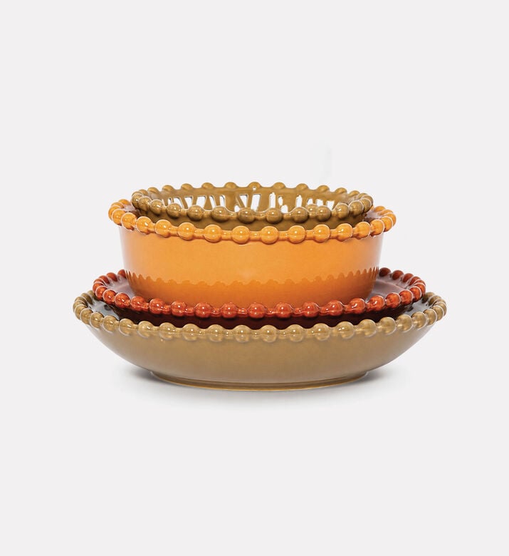 Home Deco and More Stacking Patterned 4-piece Bowl Plate Set, Packshot View