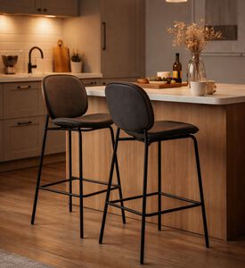 Home Deco and More Sahara Leather Bar Stool, Dark-grey, Packshot View