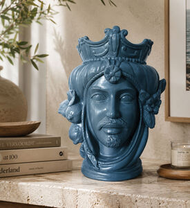 Baci Milano Teste Matte Man Face Sculpture, Blue, S, Packshot View