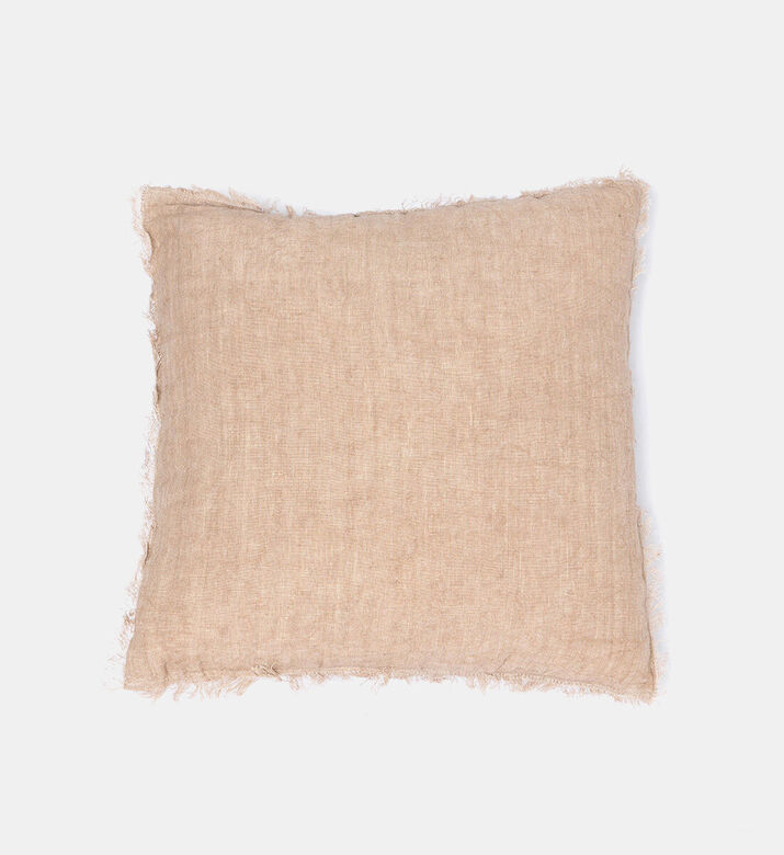 Home Deco and More Ganesha Linen-cotton Blend Filled And Vaccumed Cushion, Brown, 45x45-cm, Packshot View