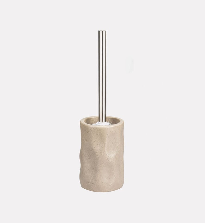 Home Deco and More Textured Stoneware Toilet Brush Holder, Beige, Packshot View