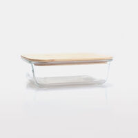 Glass Rectangle Bamboo Lid Container