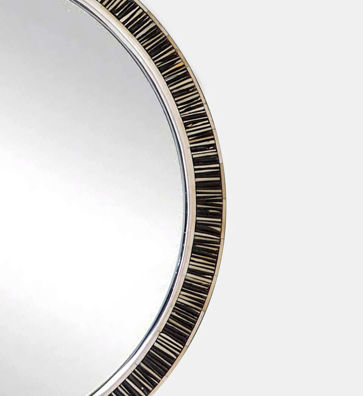 Home Deco and More Round Bone-inlay Wall Mirror, Packshot View Home Deco and More Round Bone-inlay Wall Mirror, Packshot View