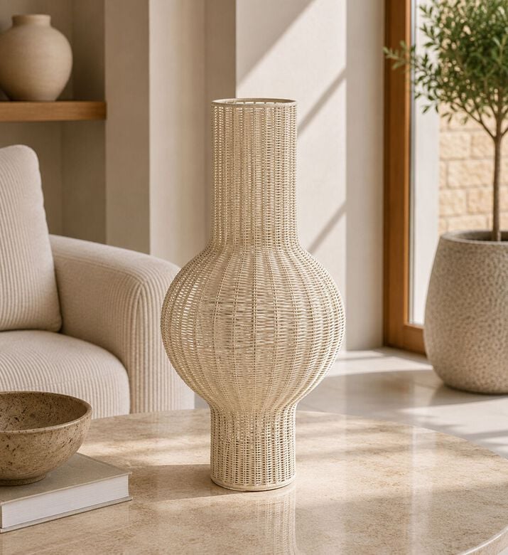 Light and Living Competa Textured Tall Vase, White, 29x63cm, Packshot View