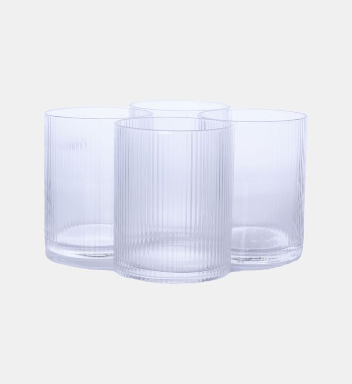 Home Deco and More Double Wall Stripe Drinking Glass 4-piece Set - 7.8xh10cm, Transparent, Packshot View