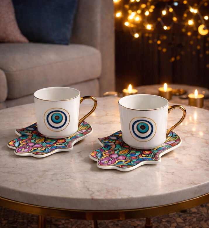 Home Deco and More Eye Cup Hamsa Tray 2-piece Set, Packshot View